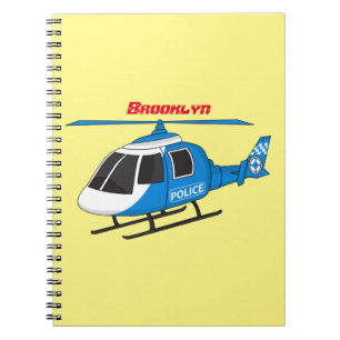 Caderno Espiral Cartoon de helicóptero do Departamento de Políci