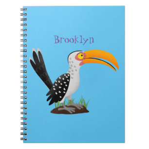 Caderno Espiral Cartoon de pássaros-de-bico-amarelo engraçado