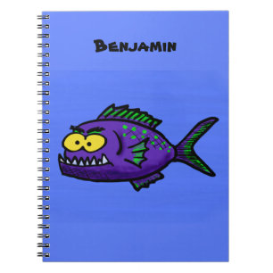 Caderno Espiral Cartoon de peixe Piranha