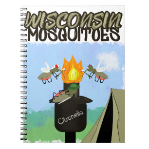 Caderno Espiral Cartoon de Wisconsin Mosquitos - Camping de Tiki