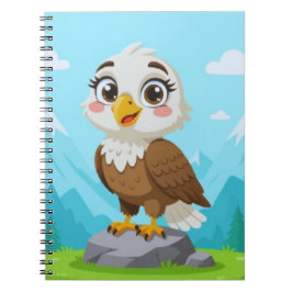 Caderno Espiral Cartoon Eagle on Rock – Cute Vector Character