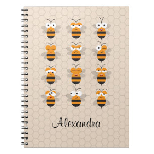 Caderno Espiral Cartoon Engraçada Engraçada Abelha Honeycomb