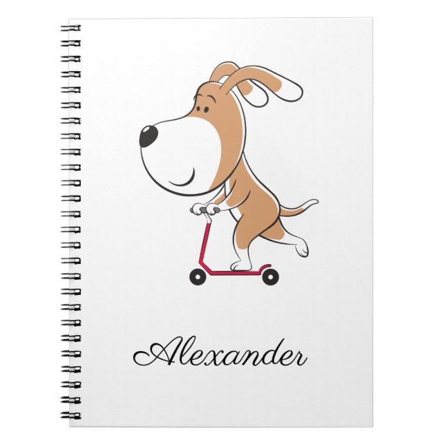 Caderno Espiral Cartoon Engraçado Cachorro Puppy Patinete De Volta (Frente)