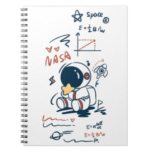 Caderno Espiral Cartoon Espaço Astronauta Fofo