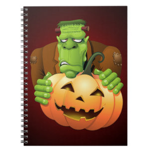Caderno Espiral Cartoon Frankenstein Monster com Pumpkin