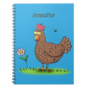 Caderno Espiral Cartoon galinha rústico