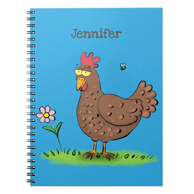 Caderno Espiral Cartoon galinha rústico (Frente)
