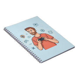 Caderno Espiral Cartoon Gamer Character Illustration