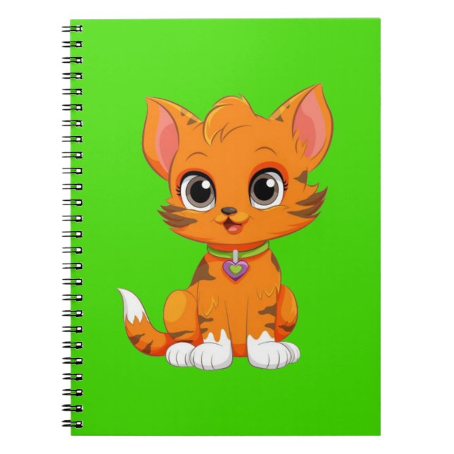 Caderno Espiral Cartoon Gato Adorável (Frente)