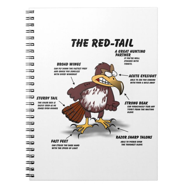 Caderno Espiral Cartoon Hawk de cauda vermelha (Frente)