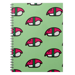 Caderno Espiral Cartoon Kawaii Sushi, Rice de Peixe e Notebook de 