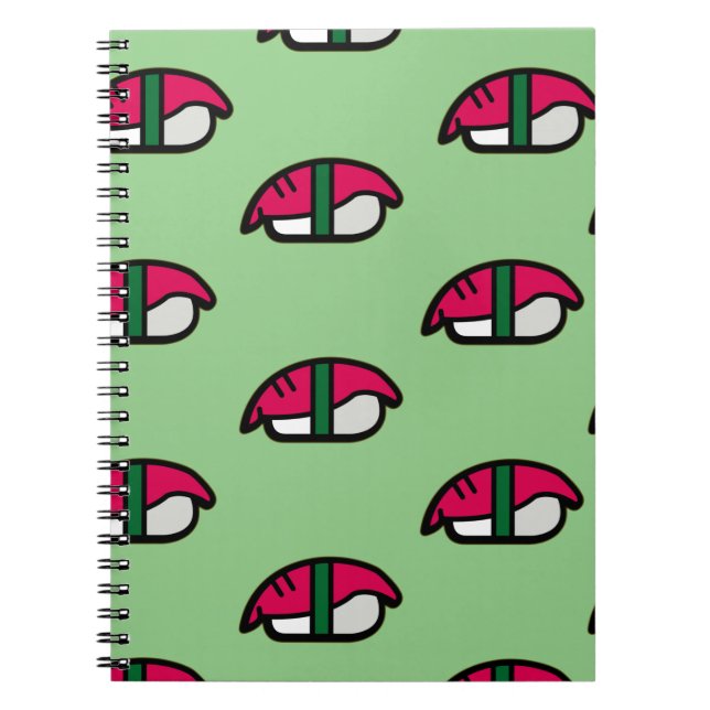 Caderno Espiral Cartoon Kawaii Sushi, Rice de Peixe e Notebook de  (Frente)