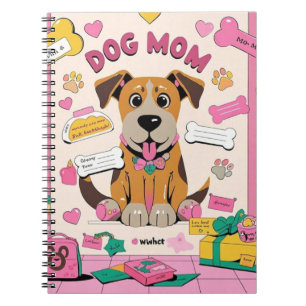 Caderno Espiral Cartoon Mamãe cachorrinha no quarto rosa