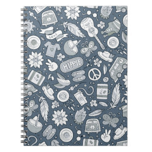 Caderno Espiral Cartoon manual desenhado rabisco hippie sem soldad