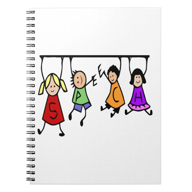 Caderno Espiral Cartoon Para Crianças Bonitas Segurando Palavras D (Frente)