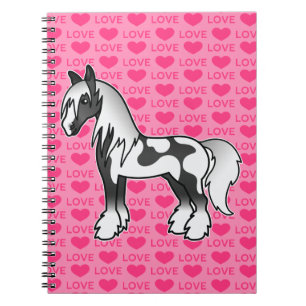 Caderno Espiral Cartoon Piebald Negro Vanner Shire Love