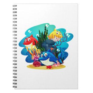 Caderno Espiral Cartoon Submarino de Muitos Tubarões - 23986