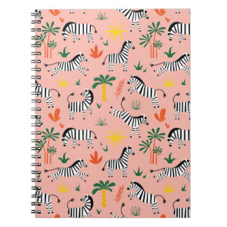 Caderno Espiral Cartoon Zebras Funny Patterno Sem Olho