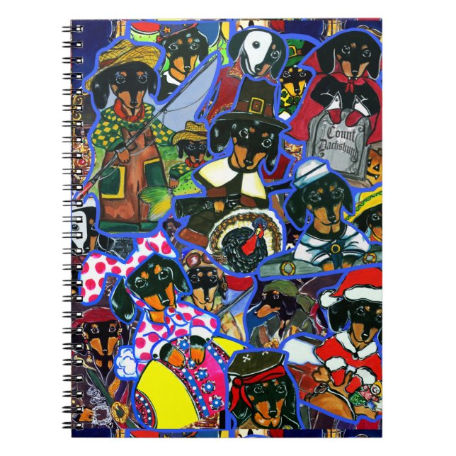 Caderno Espiral Cartoons de Dachshund (Frente)