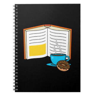 Caderno Espiral Cartum de Rosquinha e café