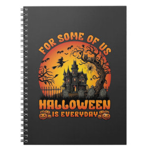 Caderno Espiral Casa Assombrada da Bruxa da Lua do Halloween Diári