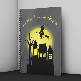 Caderno Espiral Casa Assombrada de Bruxa Assustadora Personalizada