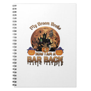 Caderno Espiral Casa Assombrada de Halloween Bruxa Vassoura Quebro