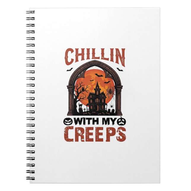 Caderno Espiral Casa Assombrada do Chillin Creeps Halloween Lua La (Frente)