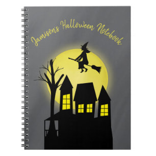 Caderno Espiral Casa Assombrada e Bruxa Voadora com Lua