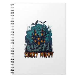 Caderno Espiral Casa Assombrada Fantasmas Cemitério Noite Assustad