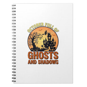 Caderno Espiral Casa Assombrada Fantasmas Sombras Bruxas Outubro