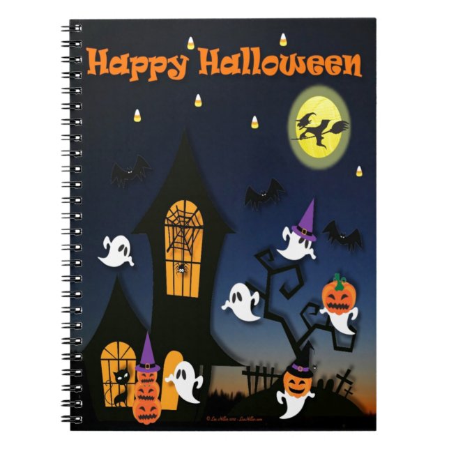 Caderno Espiral Casa Assombrada Feliz Halloween (Frente)