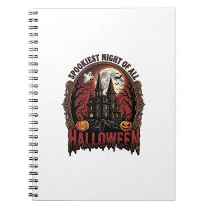 Caderno Espiral Casa Assombrada Halloween Gravura Vintage Assustad