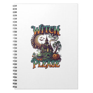 Caderno Espiral Casa Assombrada Witch Please Cauldron Lua Crescent
