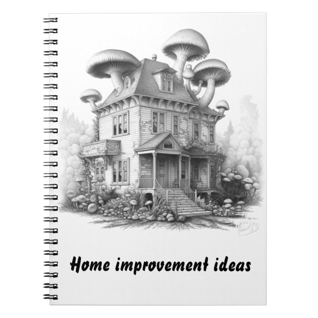 Caderno Espiral Casa coberta de cogumelos (Frente)