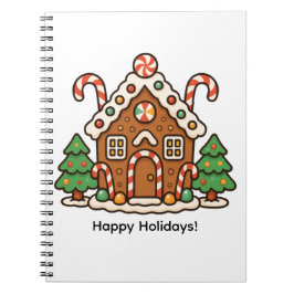 Caderno Espiral Casa de Biscoito de Gengibre de Feriado
