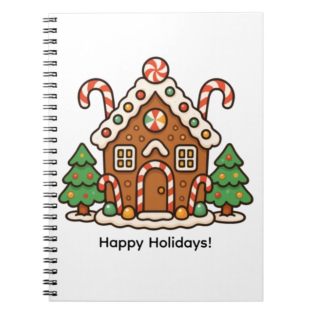 Caderno Espiral Casa de Biscoito de Gengibre de Feriado (Frente)