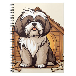 Caderno Espiral Casa de Cachorro de Desenho Animado - Design Fofo 