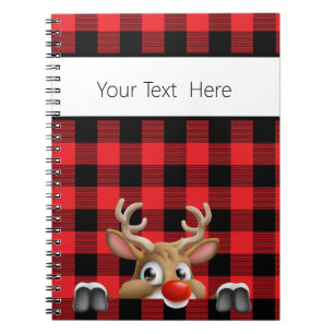 Caderno Espiral Casa de Campo Natal Vermelho Preto Xadrez de Búfal