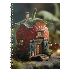 Caderno Espiral Casa de Fada de Morango com Varal em Miniatura