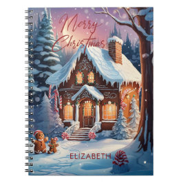 Caderno Espiral Casa de pão de Natal Merry Personalizada