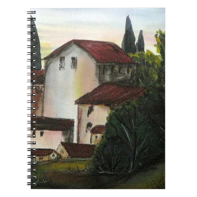 Caderno Espiral Casa de Pueblo Dibujo Toscana itália (Frente)