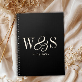 Caderno Espiral Casais de noivos com inicial preta elegante