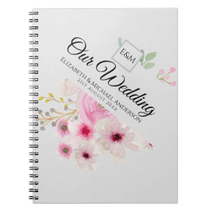 Caderno Espiral Casal Cor-de-rosa-pincelado monograma