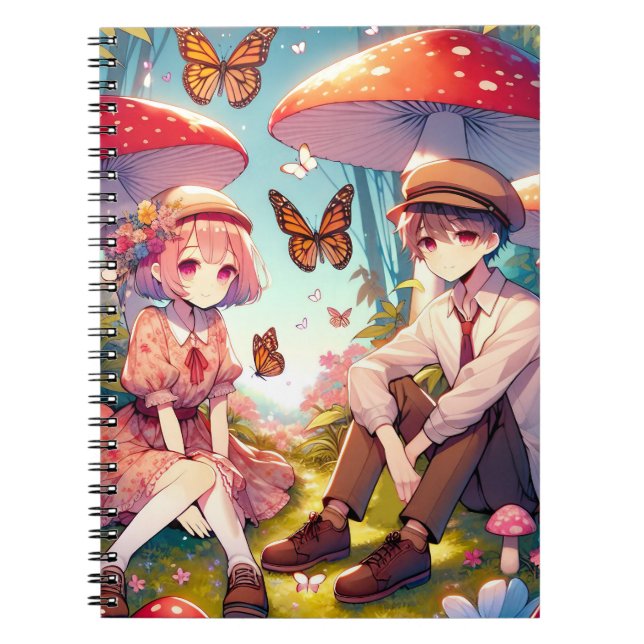 Caderno Espiral Casal de anime romântico (Frente)