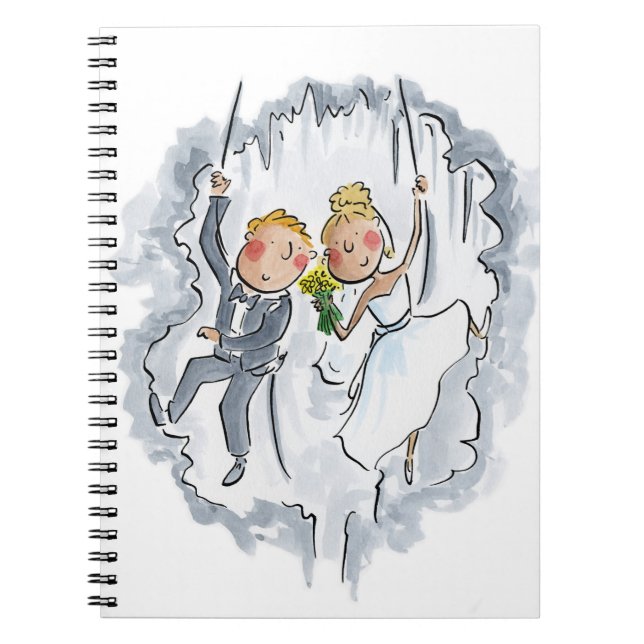 Caderno Espiral Casal de Casamento de Subida (Frente)