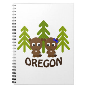 Caderno Espiral Casal de castor bonito Oregon