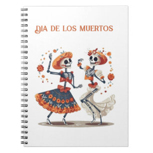Caderno Espiral Casal de Esqueleto Dançante Personalizado do Día d