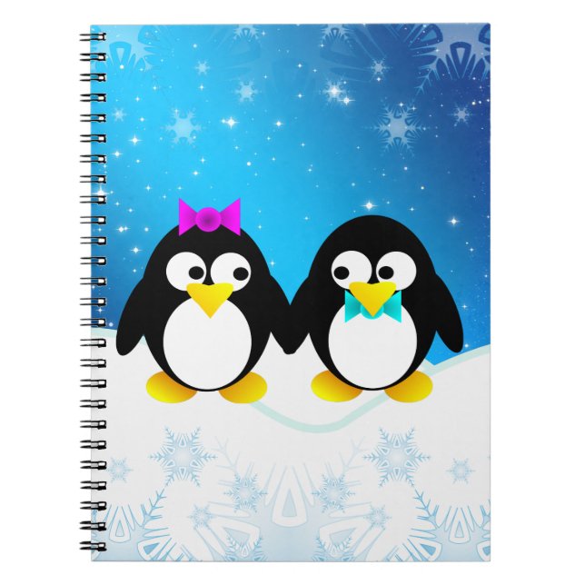 Caderno Espiral Casal de Pinguins (Frente)