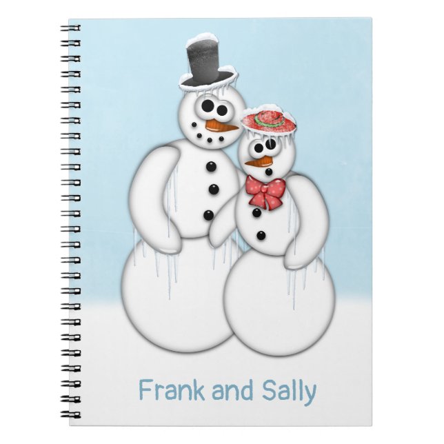 Caderno Espiral Casal Snowman Personalizável (Frente)